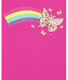 Childrens Place Pink Rainbow Butterfly Sequin Cross Back Top